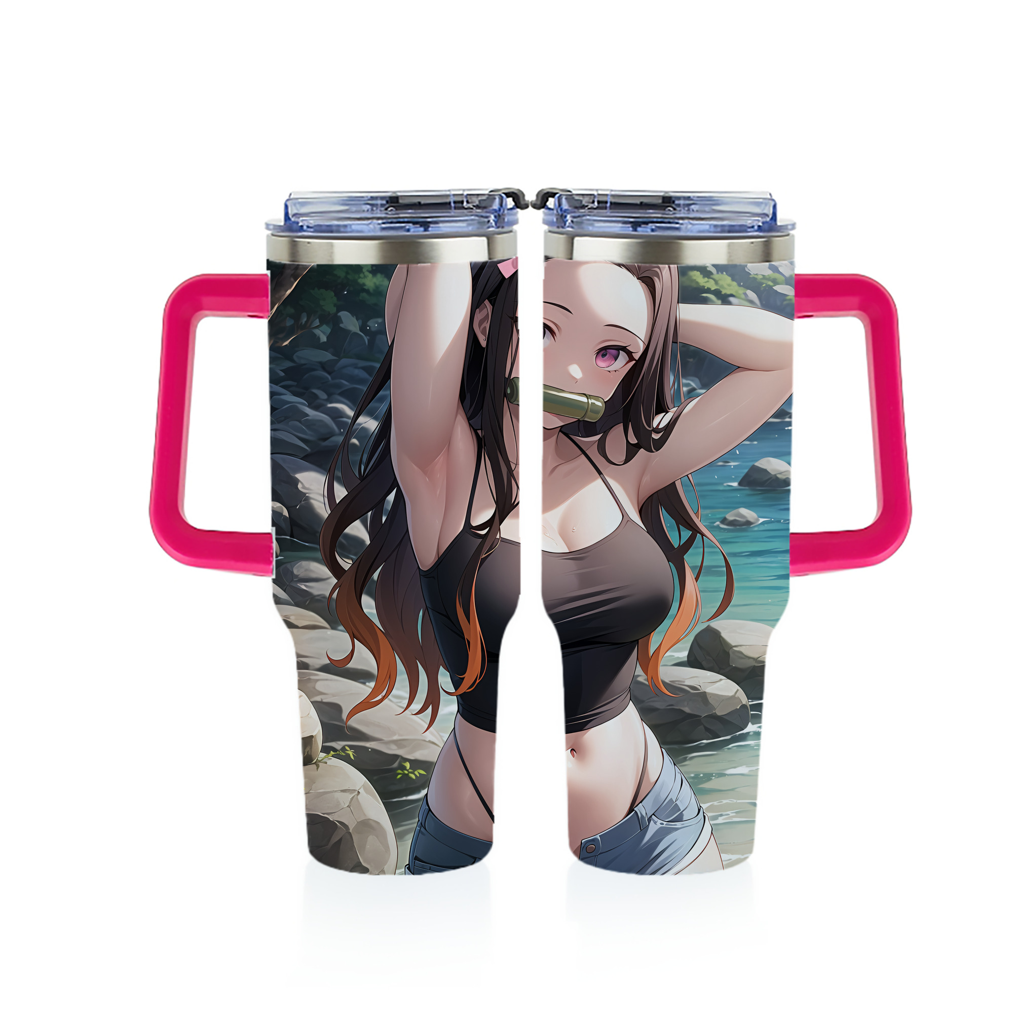 （画像用） 鬼滅の刃（きめつのやいば）竈門 禰󠄀豆子／かまど ねずこ Kamado Nezuko 1200ｍLフルプリント車用タンブラー